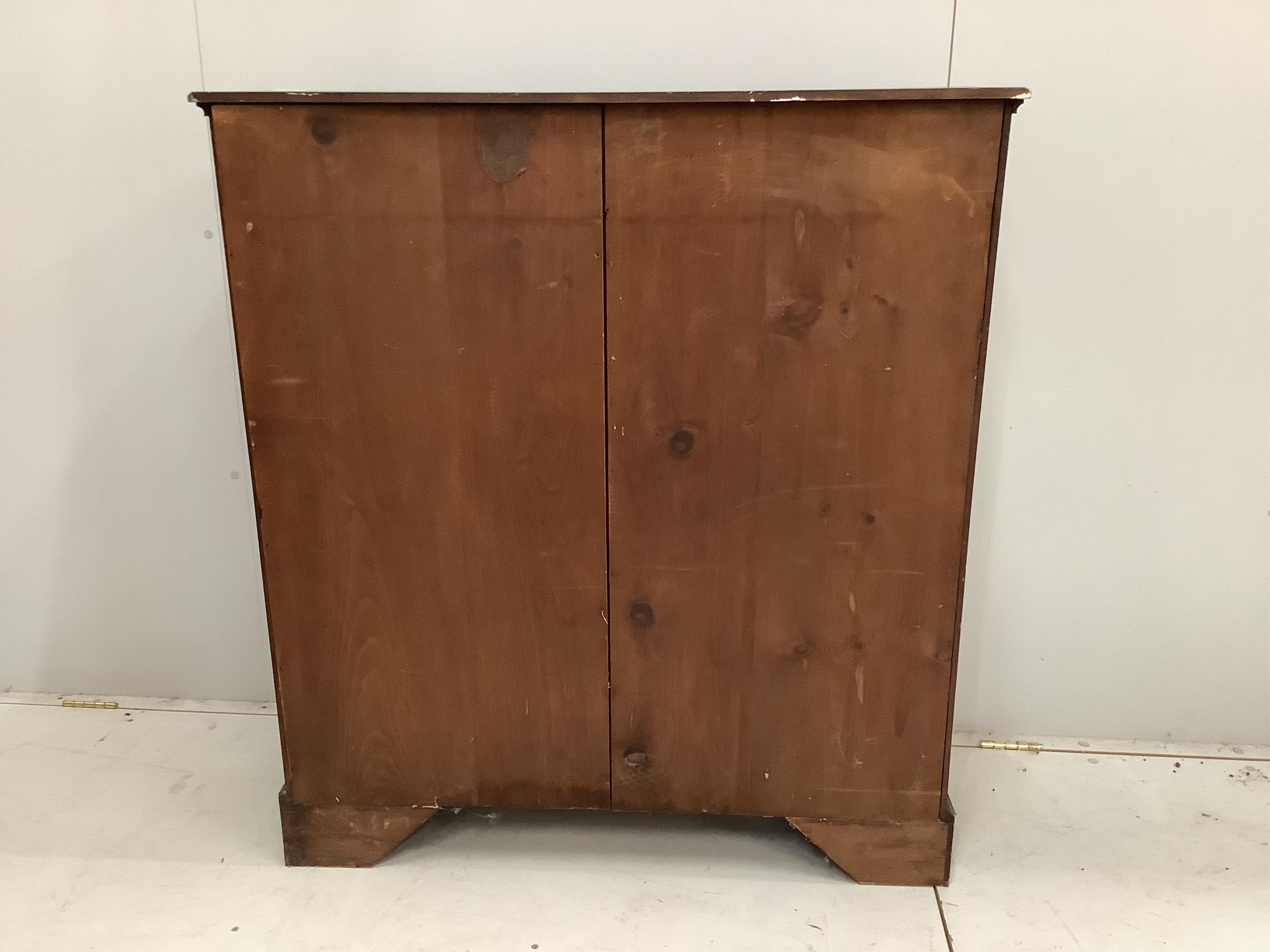 An Edwardian and later walnut open bookcase, width 104cm, height 115cm. Condition - fair to good